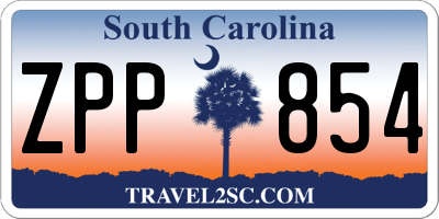 SC license plate ZPP854