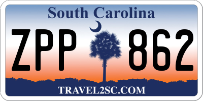 SC license plate ZPP862