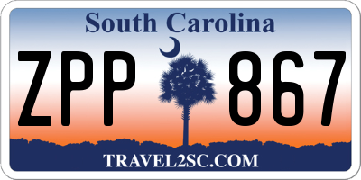 SC license plate ZPP867