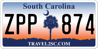 SC license plate ZPP874