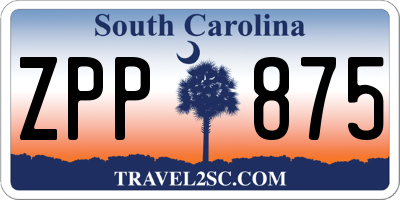 SC license plate ZPP875