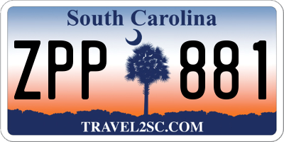 SC license plate ZPP881
