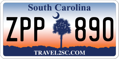 SC license plate ZPP890