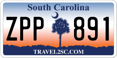 SC license plate ZPP891