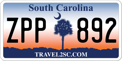 SC license plate ZPP892