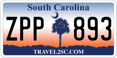 SC license plate ZPP893