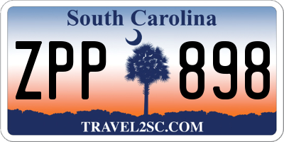 SC license plate ZPP898