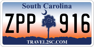 SC license plate ZPP916