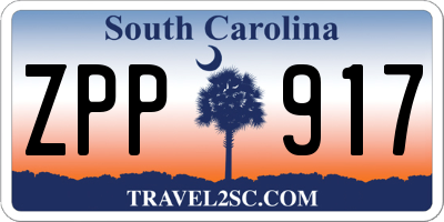SC license plate ZPP917