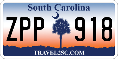 SC license plate ZPP918