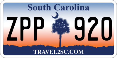 SC license plate ZPP920