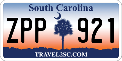 SC license plate ZPP921