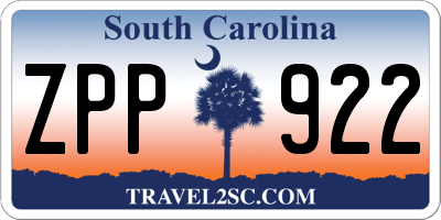 SC license plate ZPP922