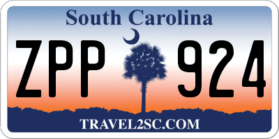 SC license plate ZPP924