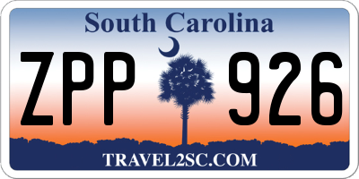 SC license plate ZPP926