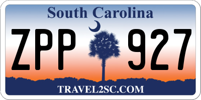 SC license plate ZPP927