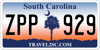 SC license plate ZPP929