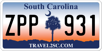SC license plate ZPP931