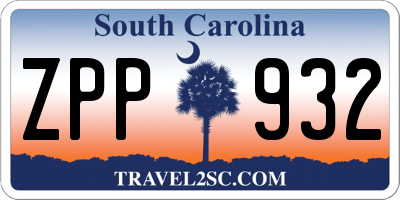 SC license plate ZPP932