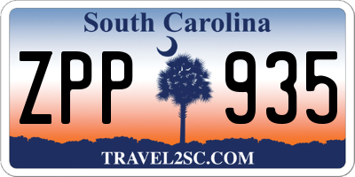 SC license plate ZPP935