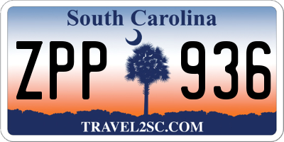 SC license plate ZPP936