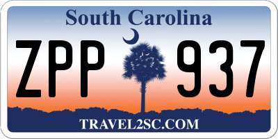 SC license plate ZPP937