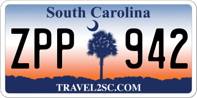 SC license plate ZPP942