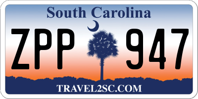 SC license plate ZPP947