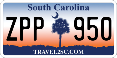 SC license plate ZPP950
