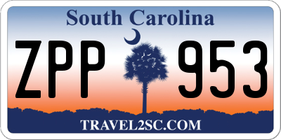 SC license plate ZPP953