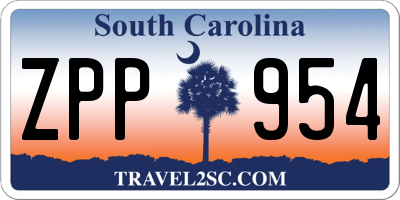SC license plate ZPP954