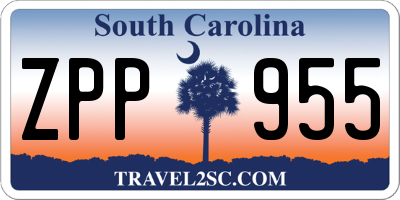 SC license plate ZPP955