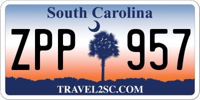 SC license plate ZPP957