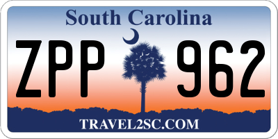 SC license plate ZPP962