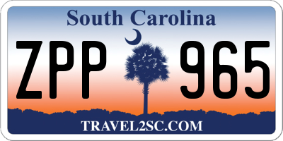 SC license plate ZPP965
