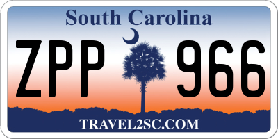 SC license plate ZPP966