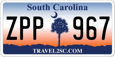 SC license plate ZPP967