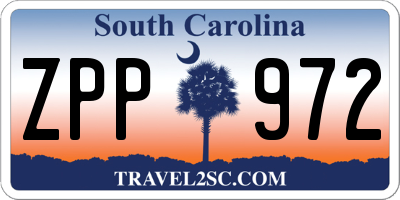 SC license plate ZPP972