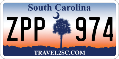 SC license plate ZPP974