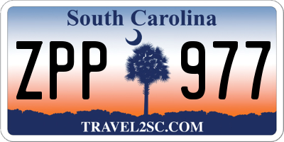 SC license plate ZPP977
