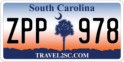 SC license plate ZPP978