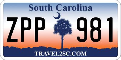 SC license plate ZPP981