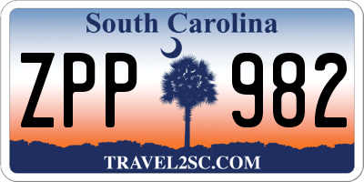SC license plate ZPP982