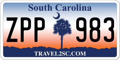 SC license plate ZPP983