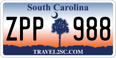 SC license plate ZPP988