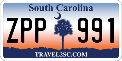 SC license plate ZPP991