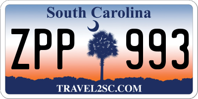 SC license plate ZPP993