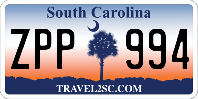 SC license plate ZPP994