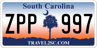 SC license plate ZPP997