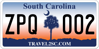 SC license plate ZPQ002